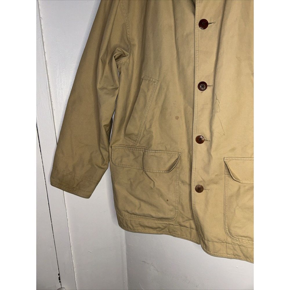 L.L.Bean Classic Barn Coat Khaki Cotton Canvas Corduroy Collar Field Jacket - Picture 3 of 8